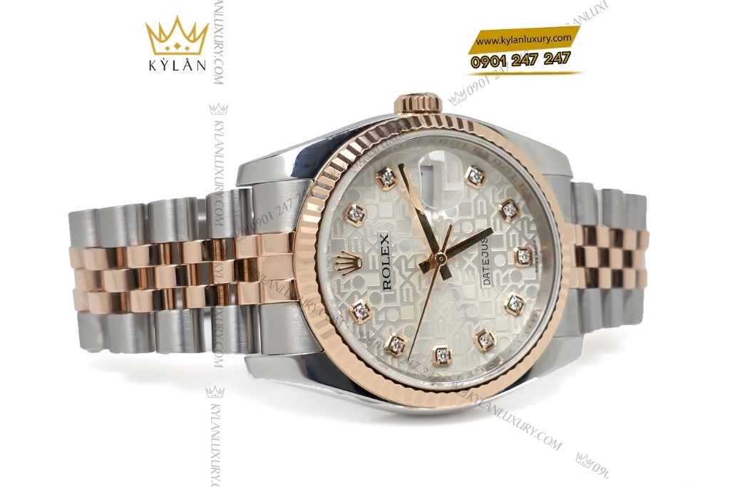 Kỳ Lân Luxury dong ho rolex datejust 36 116231 mat so vi tinh 8 Đồng hồ Rolex Datejust 36 mặt số vi tính trắng 116231-0059