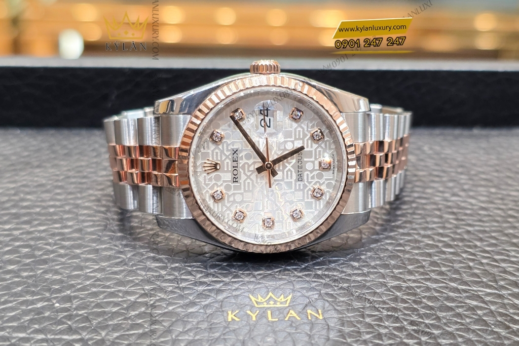 Kỳ Lân Luxury dong ho rolex datejust 36 116231 mat so vi tinh 9 Đồng hồ Rolex Datejust 36 mặt số vi tính trắng 116231-0059