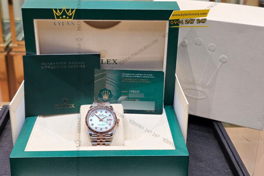Kỳ Lân Luxury dong ho rolex datejust 36 126231 0021 11 Đồng hồ Rolex Datejust 36 126231-0021 mặt khảm trai