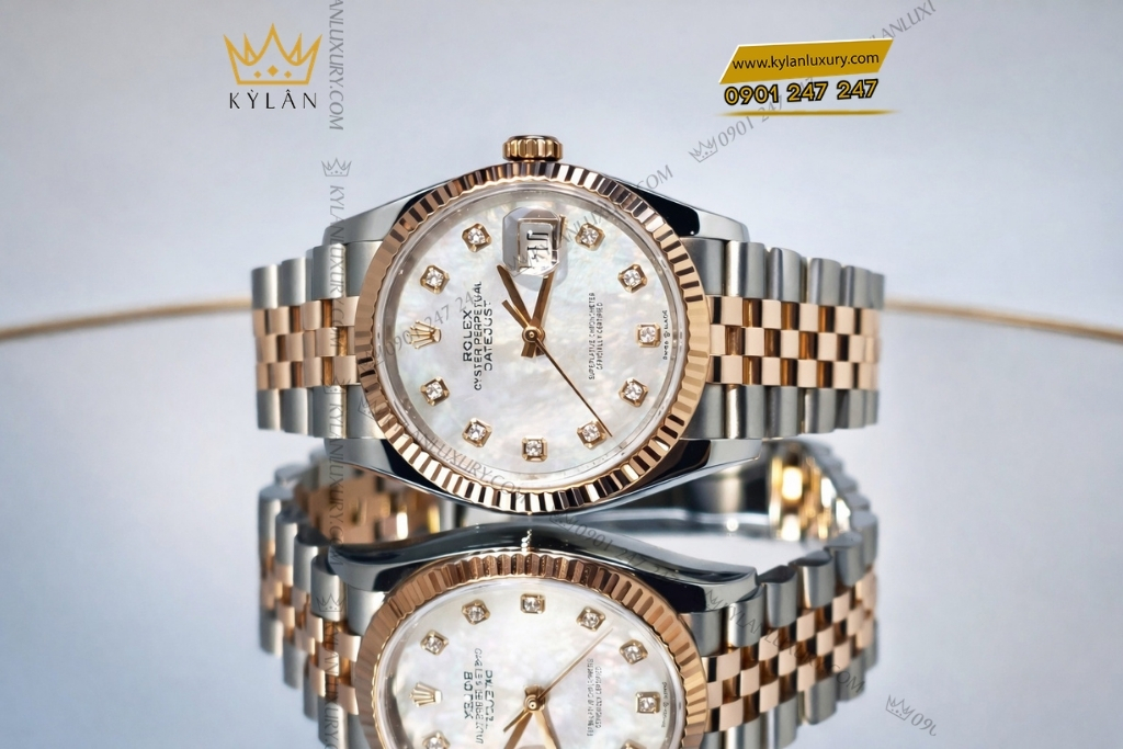 Kỳ Lân Luxury dong ho rolex datejust 36 126231 0021 2 Đồng hồ Rolex Datejust 36 126231-0021 mặt khảm trai