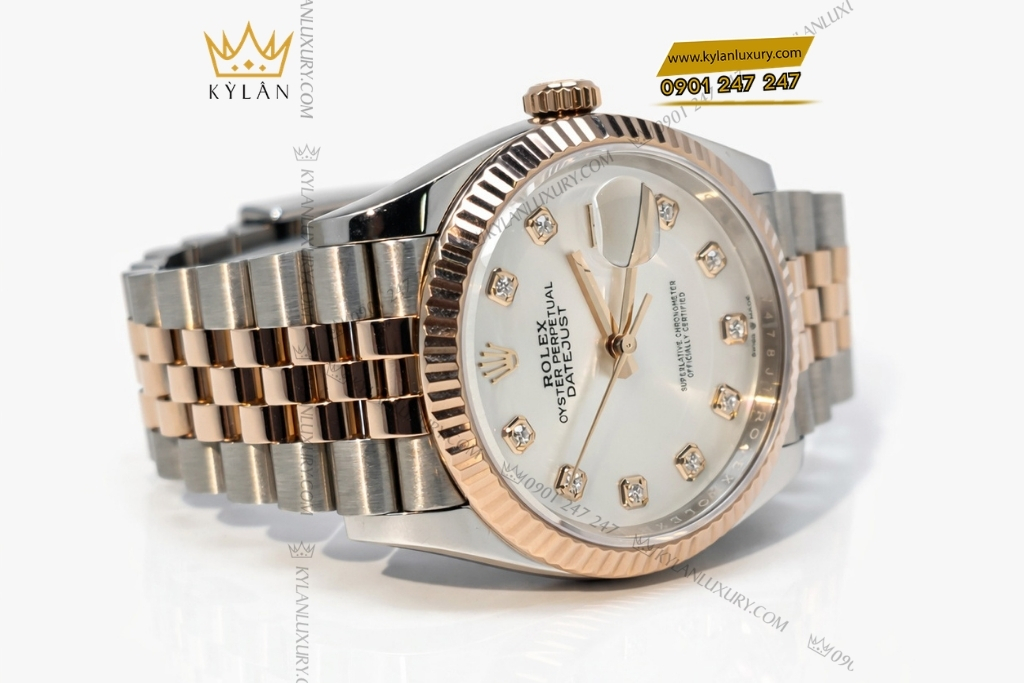 Kỳ Lân Luxury dong ho rolex datejust 36 126231 0021 3 Đồng hồ Rolex Datejust 36 126231-0021 mặt khảm trai
