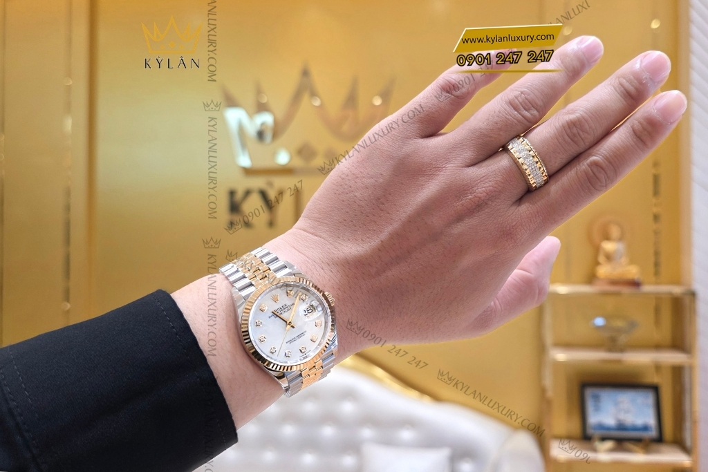 Kỳ Lân Luxury dong ho rolex datejust 36 126233 mat so kham trai 10 Đồng hồ Rolex Datejust 36 126233-0023 mặt số khảm trai