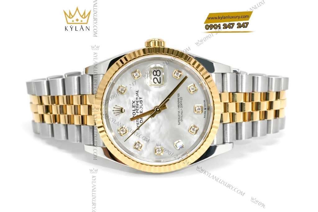 Kỳ Lân Luxury dong ho rolex datejust 36 126233 mat so kham trai 8 Đồng hồ Rolex Datejust 36 126233-0023 mặt số khảm trai