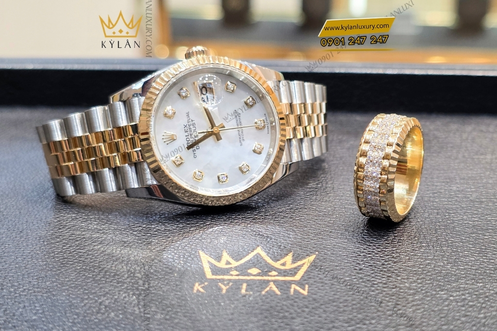 Kỳ Lân Luxury dong ho rolex datejust 36 126233 mat so kham trai 9 Đồng hồ Rolex Datejust 36 126233-0023 mặt số khảm trai