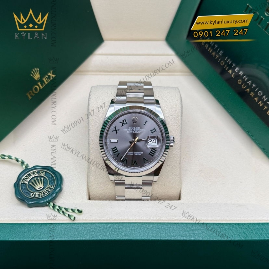Kỳ Lân Luxury dong ho rolex datejust 36 126234 0046 mat slate 2 Đồng hồ Rolex Datejust 36 Wimbledon 126234-0046