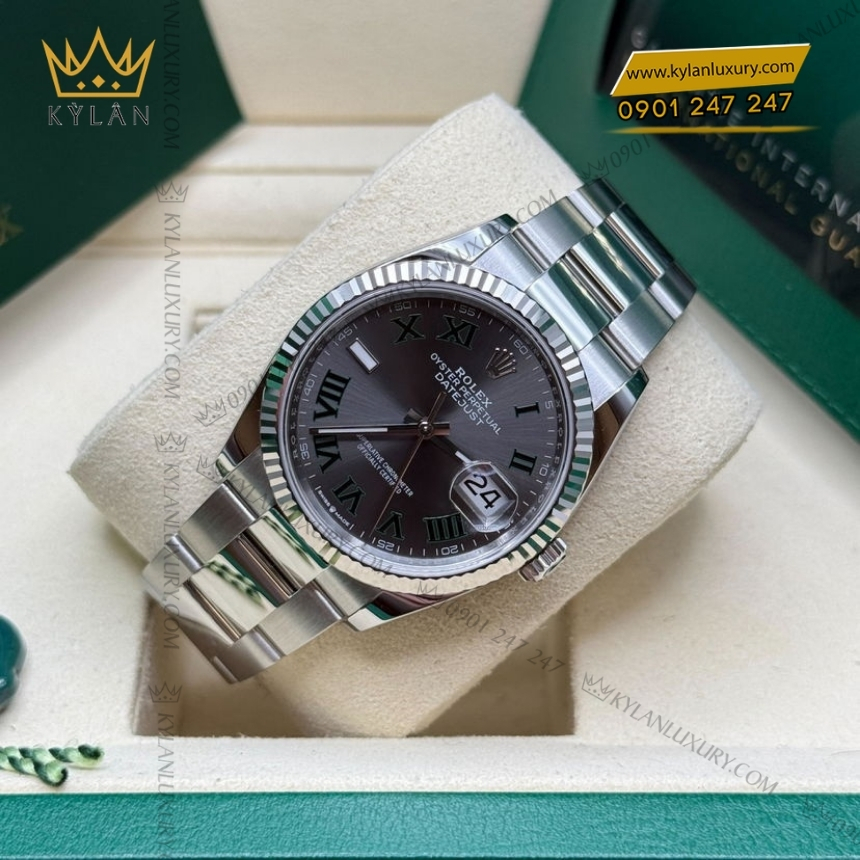 Kỳ Lân Luxury dong ho rolex datejust 36 126234 0046 mat slate 5 Đồng hồ Rolex Datejust 36 Wimbledon 126234-0046