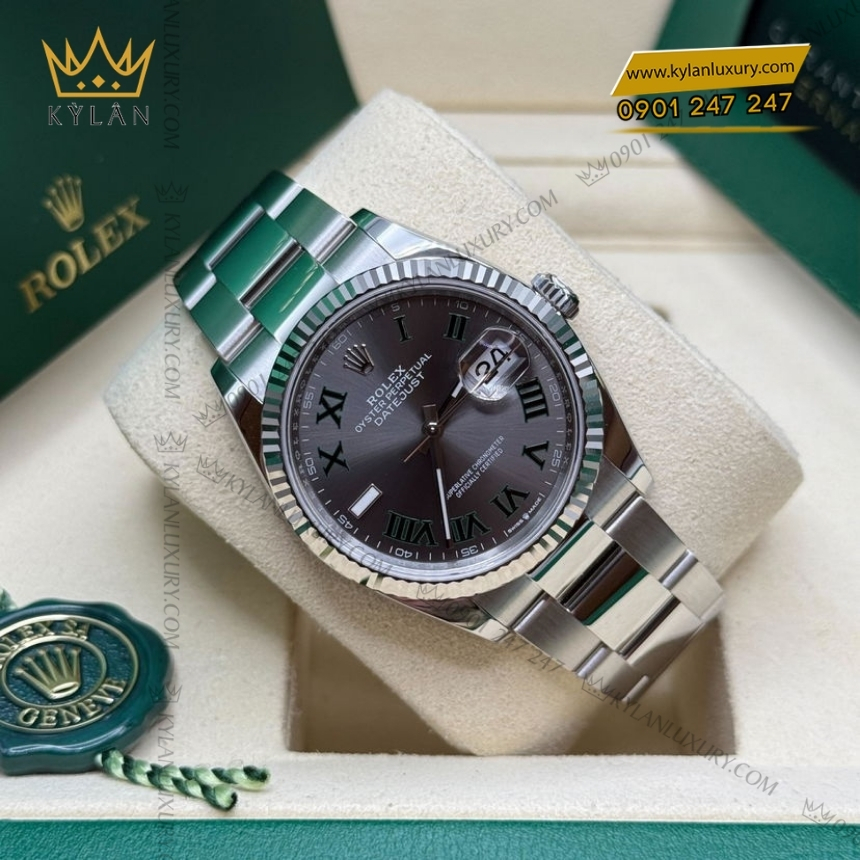Kỳ Lân Luxury dong ho rolex datejust 36 126234 0046 mat slate 6 Đồng hồ Rolex Datejust 36 Wimbledon 126234-0046
