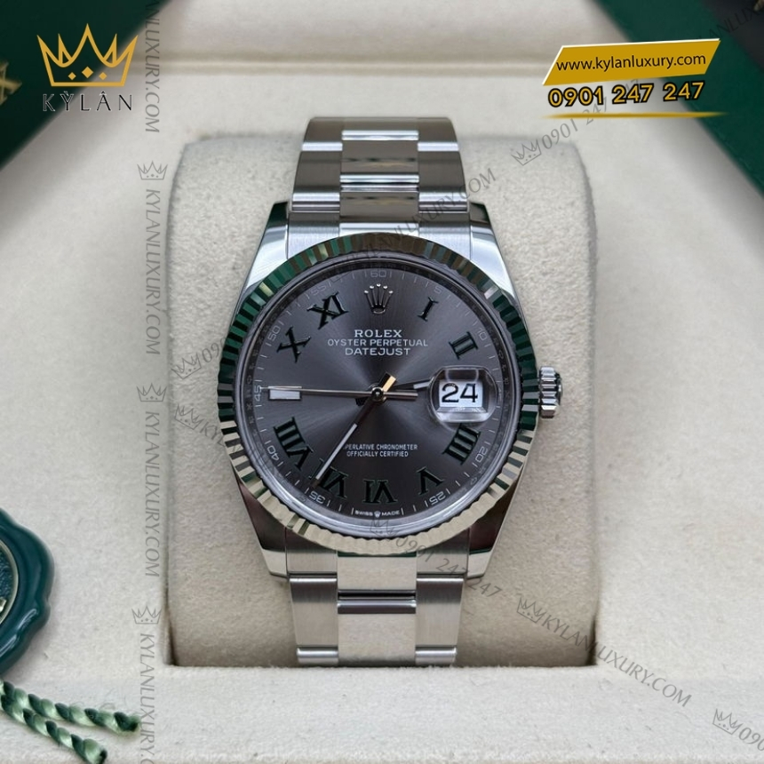 Kỳ Lân Luxury dong ho rolex datejust 36 126234 0046 mat slate 9 Đồng hồ Rolex Datejust 36 Wimbledon 126234-0046