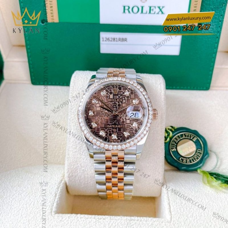 Đồng hồ Rolex Datejust 36 mặt vi tính nâu 126281RBR-0013