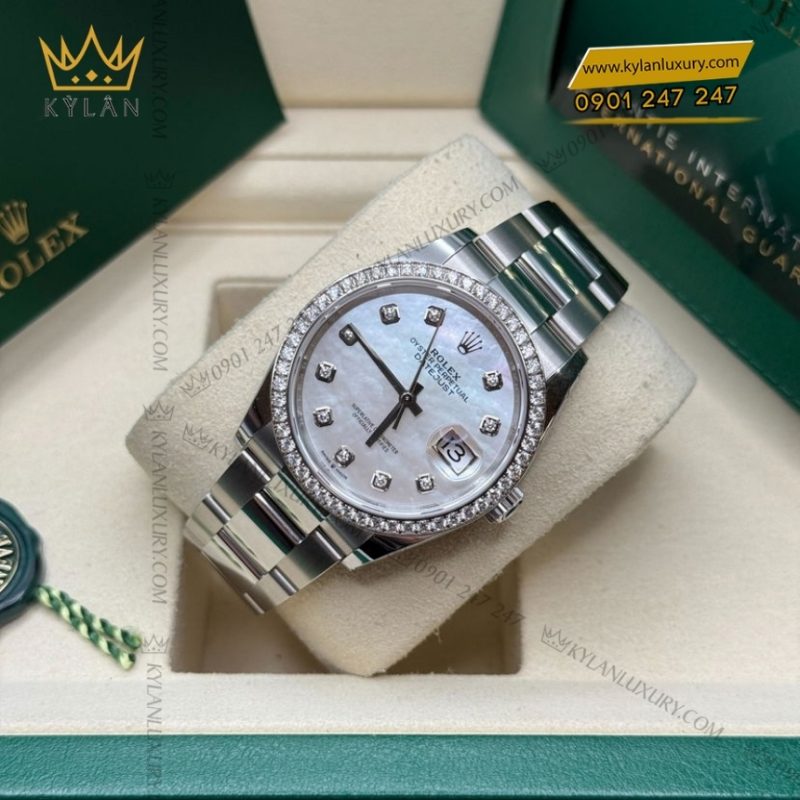 Đồng hồ Rolex Datejust 36 xà cừ vành kim 126284RBR-0012
