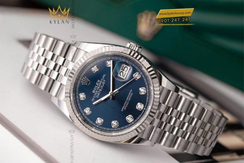 Đồng hồ Rolex Datejust 36 Xanh Navy Cọc Số Kim Cương 126234-0037