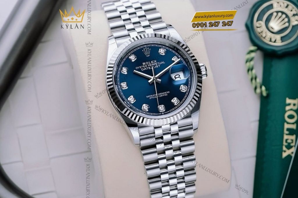 Kỳ Lân Luxury dong ho rolex datejust 36 m126234 0037 mat xanh navy coc so kim cuong9 9 Đồng hồ Rolex Datejust 36 Xanh Navy Cọc Số Kim Cương 126234-0037