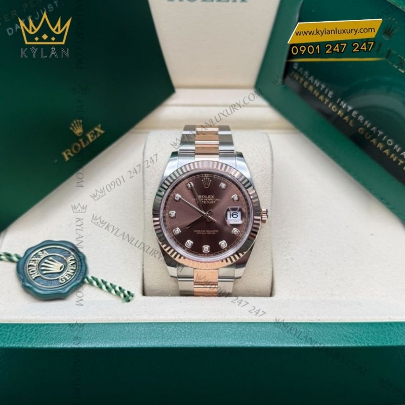 Đồng hồ Rolex Datejust 41 mặt số chocolate kim cương 126331-0003