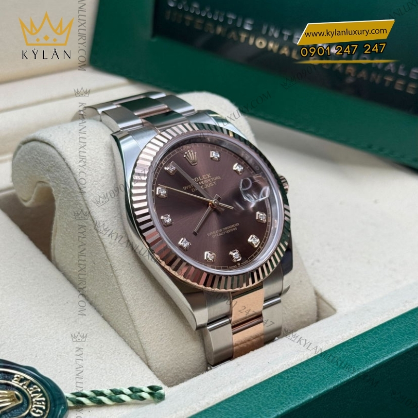 Kỳ Lân Luxury dong ho rolex datejust 41 126331 chocolate diamond 7 Đồng hồ Rolex Datejust 41 mặt số chocolate kim cương 126331-0003