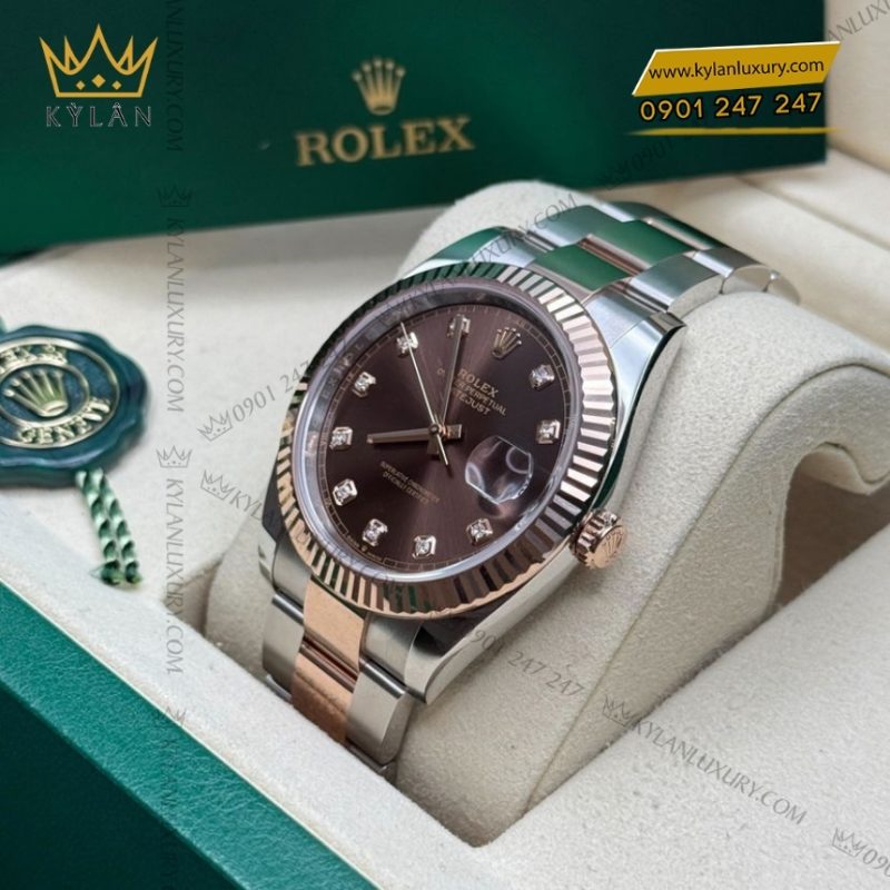 Đồng hồ Rolex Datejust 41 mặt số chocolate kim cương 126331-0003