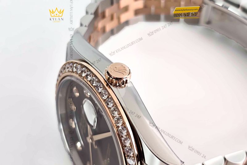 Đồng hồ Rolex Datejust 41 126331 mặt Chocolate vành bezel custom kim cương
