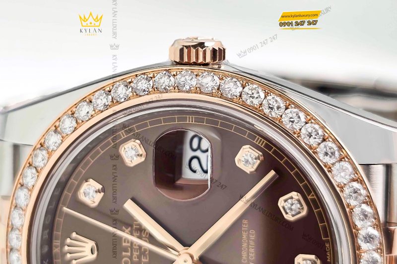 Đồng hồ Rolex Datejust 41 126331 mặt Chocolate vành bezel custom kim cương