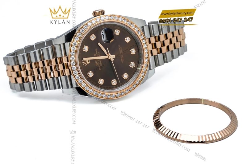 Đồng hồ Rolex Datejust 41 mặt chocolate custom vành kim cương 126331