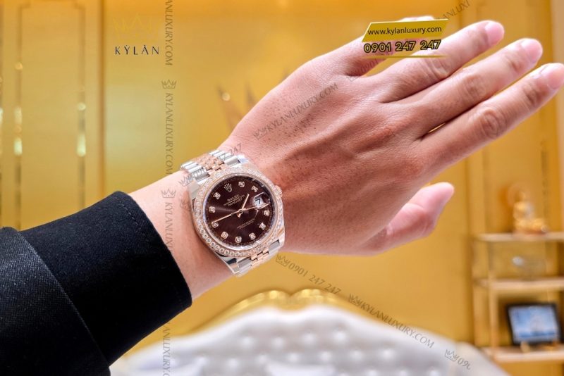 Đồng hồ Rolex Datejust 41 126331 mặt Chocolate vành bezel custom kim cương