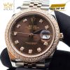 Đồng hồ Rolex Datejust 41 mặt chocolate custom vành kim cương 126331