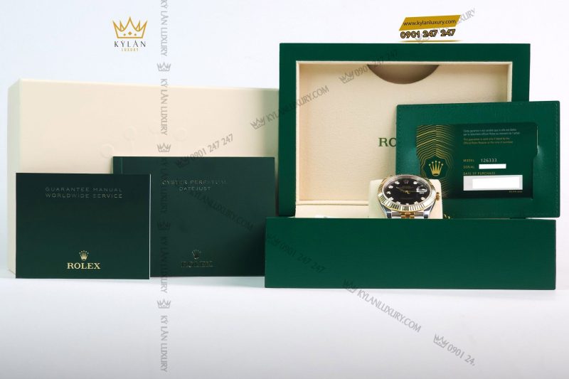 Đồng hồ Rolex Datejust 41 126333-0006 mặt số đen, cọc số kim cương