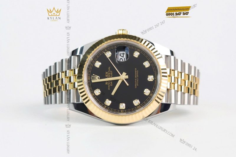 Đồng hồ Rolex Datejust 41 126333-0006 mặt số đen, cọc số kim cương