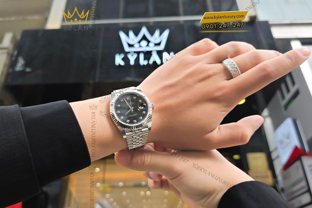 Kỳ Lân Luxury dong ho rolex datejust 41 126334 mat so den 12 Đồng hồ Rolex Datejust 41 126334-0012 mặt số đen