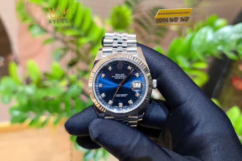 Đồng hồ Rolex Datejust 41 126334-0016 mặt xanh navy cọc số kim cương