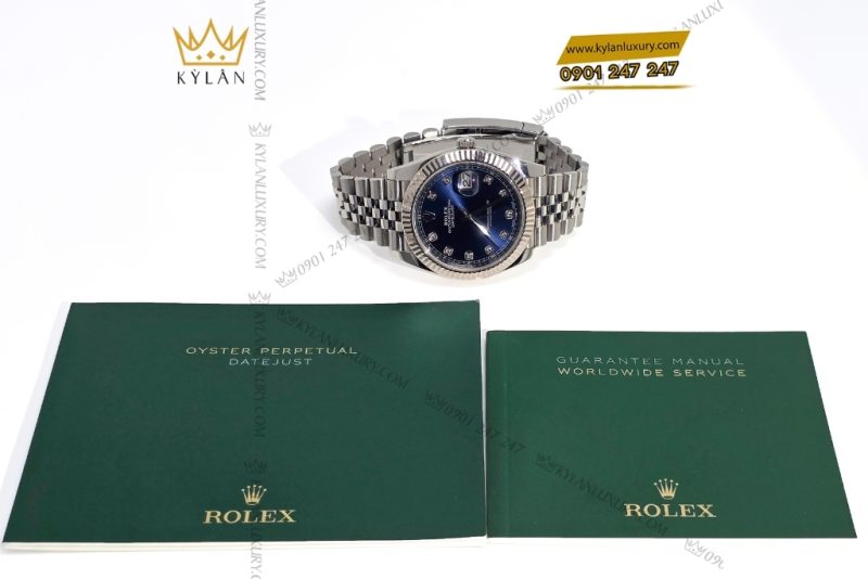 Đồng hồ Rolex Datejust 41 126334-0016 mặt xanh navy cọc số kim cương