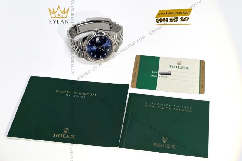 Đồng hồ Rolex Datejust 41 126334-0016 mặt xanh navy cọc số kim cương
