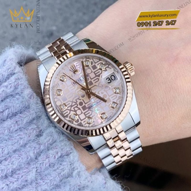 Đồng Hồ Rolex DateJust Demi Vàng Hồng Mặt Vi Tính 116231