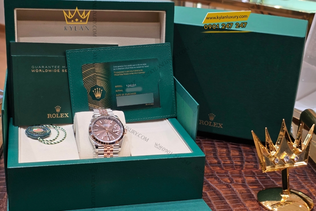 Kỳ Lân Luxury dong ho rolex datejust m126231 0043 11 Đồng hồ Rolex Datejust 36 mặt Chocolate 126231-0043