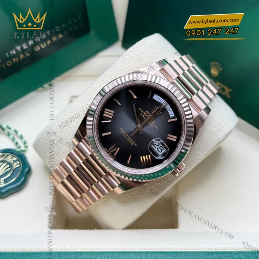 Kỳ Lân Luxury dong ho rolex day date 40 228235 mat xam den ombre 10 Đồng hồ Rolex Day-Date 40 228235-0055 mặt xám đen Ombré