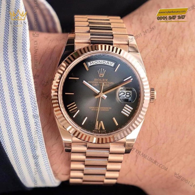Đồng hồ Rolex Day-Date 40 228235-0055 mặt xám đen Ombré