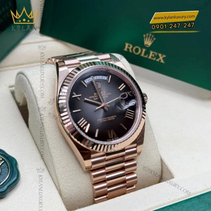 Đồng hồ Rolex Day-Date 40 228235-0055 mặt xám đen Ombré