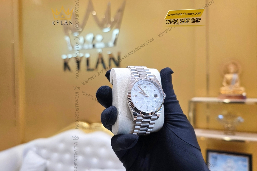 Kỳ Lân Luxury dong ho rolex day date 40 228239 0055 mat so da thien thach 6 1 Đồng hồ Rolex Day Date 40 mặt số thiên thạch 228239-0055