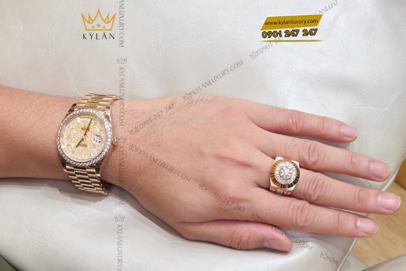 Đồng hồ Rolex Day Date 40 mặt số kim cương 228345RBR-0002