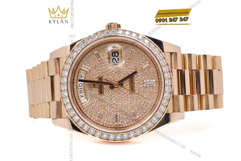 Đồng hồ Rolex Day Date 40 mặt số kim cương 228345RBR-0002