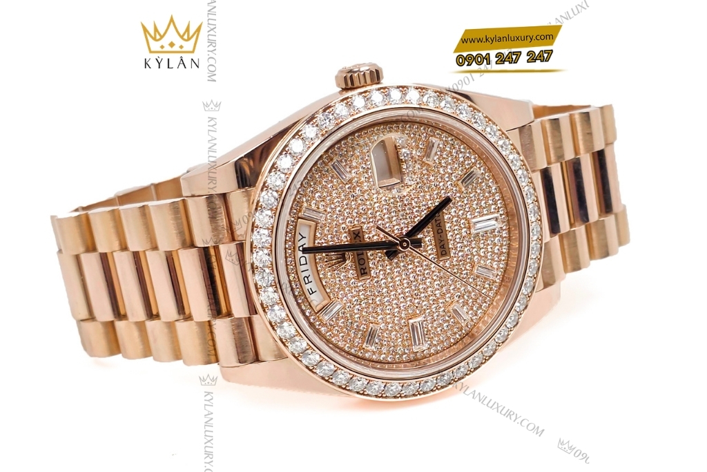 Kỳ Lân Luxury dong ho rolex day date 40 m228345rbr 0002 mat so dinh kim cuong 6 Đồng hồ Rolex Day Date 40 mặt số kim cương 228345RBR-0002
