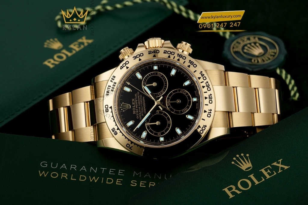 Kỳ Lân Luxury dong ho rolex daytona 116508 2 Đồng hồ Rolex Cosmograph Daytona mặt số đen 116508-0004