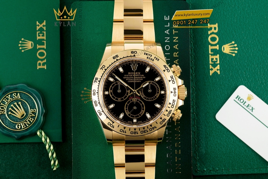 Kỳ Lân Luxury dong ho rolex daytona 116508 3 Đồng hồ Rolex Cosmograph Daytona mặt số đen 116508-0004