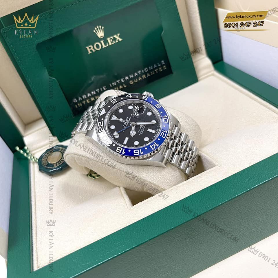 Kỳ Lân Luxury dong ho rolex gmt master ii 1267 6 Đồng hồ Rolex GMT Master II vành xanh dương đen 126710BLNR-0002