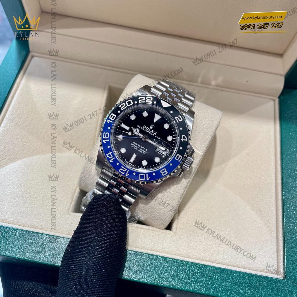 Kỳ Lân Luxury dong ho rolex gmt master ii 1267 7 Đồng hồ Rolex GMT Master II vành xanh dương đen 126710BLNR-0002