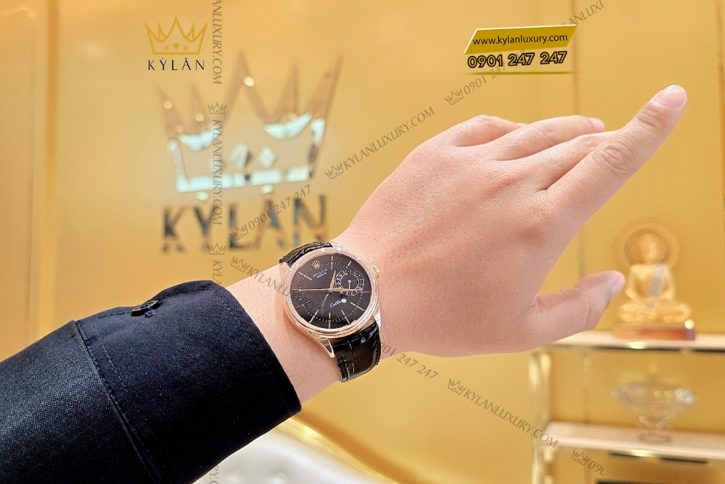 Kỳ Lân Luxury dong ho rolex oyster cellini date 39mm 50515 002 10 Đồng hồ Rolex Cellini Date 50515-002 mặt số đen 39mm