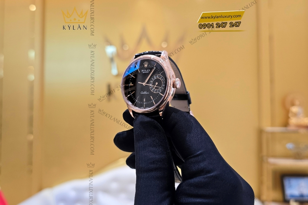 Kỳ Lân Luxury dong ho rolex oyster cellini date 39mm 50515 002 14 Đồng hồ Rolex Cellini Date 50515-002 mặt số đen 39mm