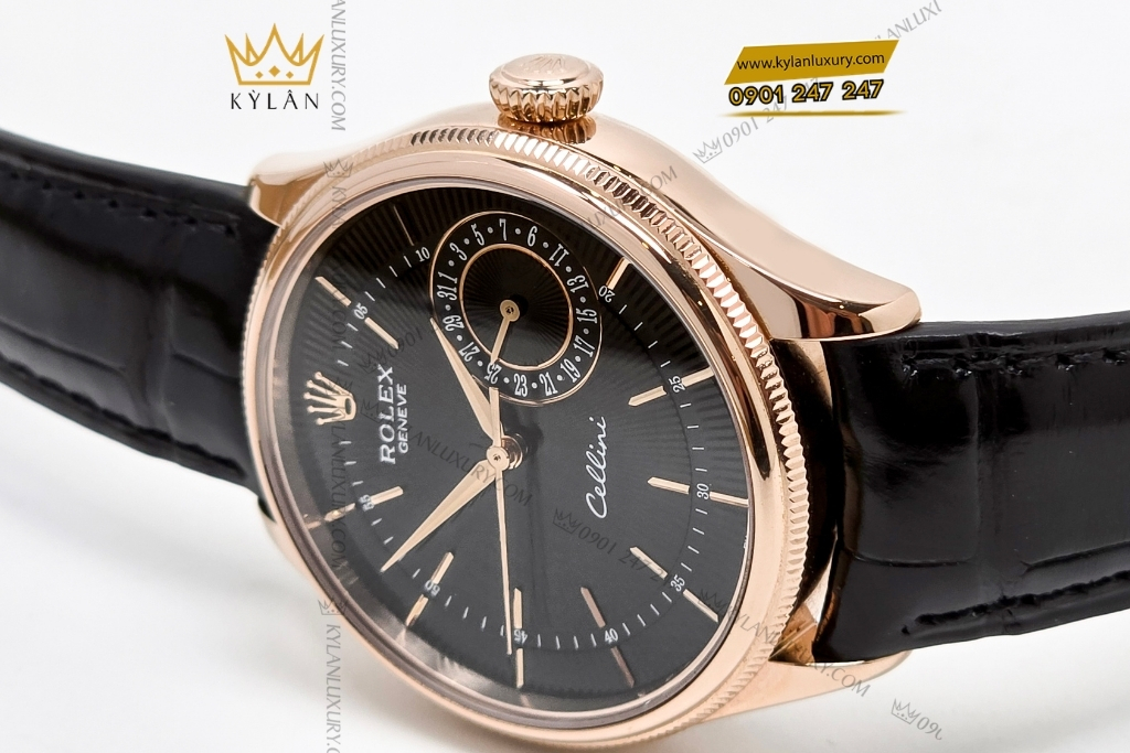 Kỳ Lân Luxury dong ho rolex oyster cellini date 39mm 50515 002 8 Đồng hồ Rolex Cellini Date 50515-002 mặt số đen 39mm