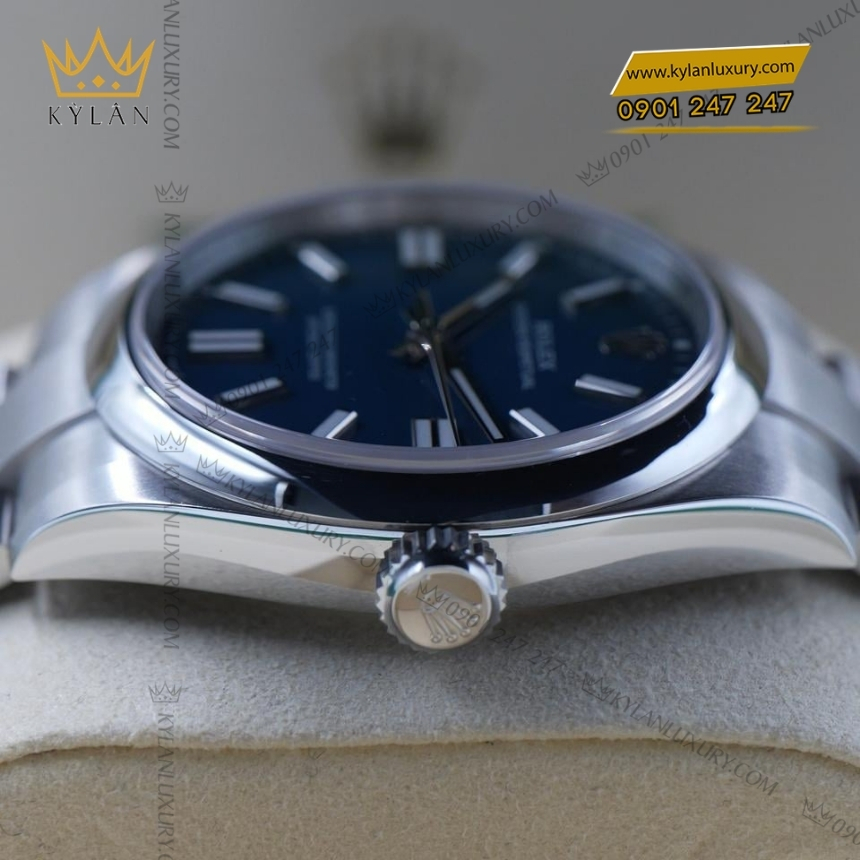 Kỳ Lân Luxury dong ho rolex oyster perpetual 41 134300 0003 mat so xanh duong 4 Đồng hồ Rolex Oyster Perpetual 41 Med Blue 134300-0009