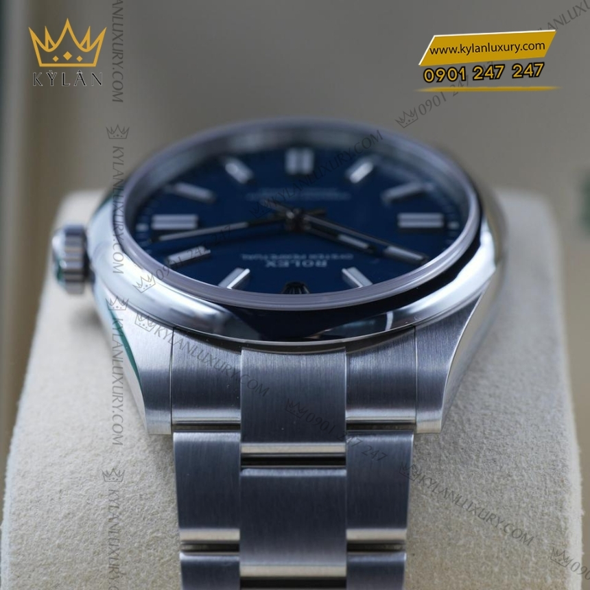 Kỳ Lân Luxury dong ho rolex oyster perpetual 41 134300 0003 mat so xanh duong 5 Đồng hồ Rolex Oyster Perpetual 41 Med Blue 134300-0009