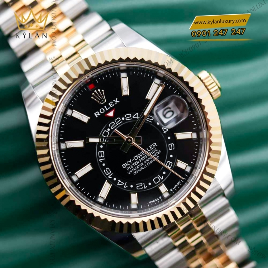 Kỳ Lân Luxury dong ho rolex sky dweller 336933 0004 mat so den 2 Đồng hồ Rolex Sky Dweller mặt số đen 336933-0004 mặt số đen