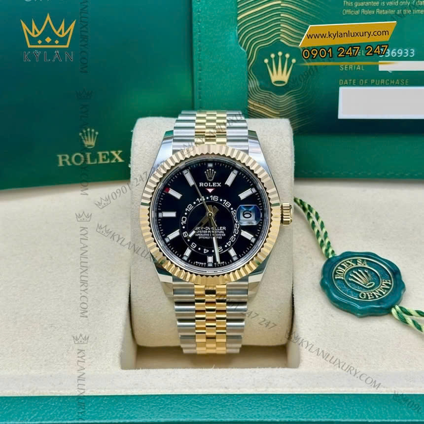 Kỳ Lân Luxury dong ho rolex sky dweller 336933 0004 mat so den 4 Đồng hồ Rolex Sky Dweller mặt số đen 336933-0004 mặt số đen